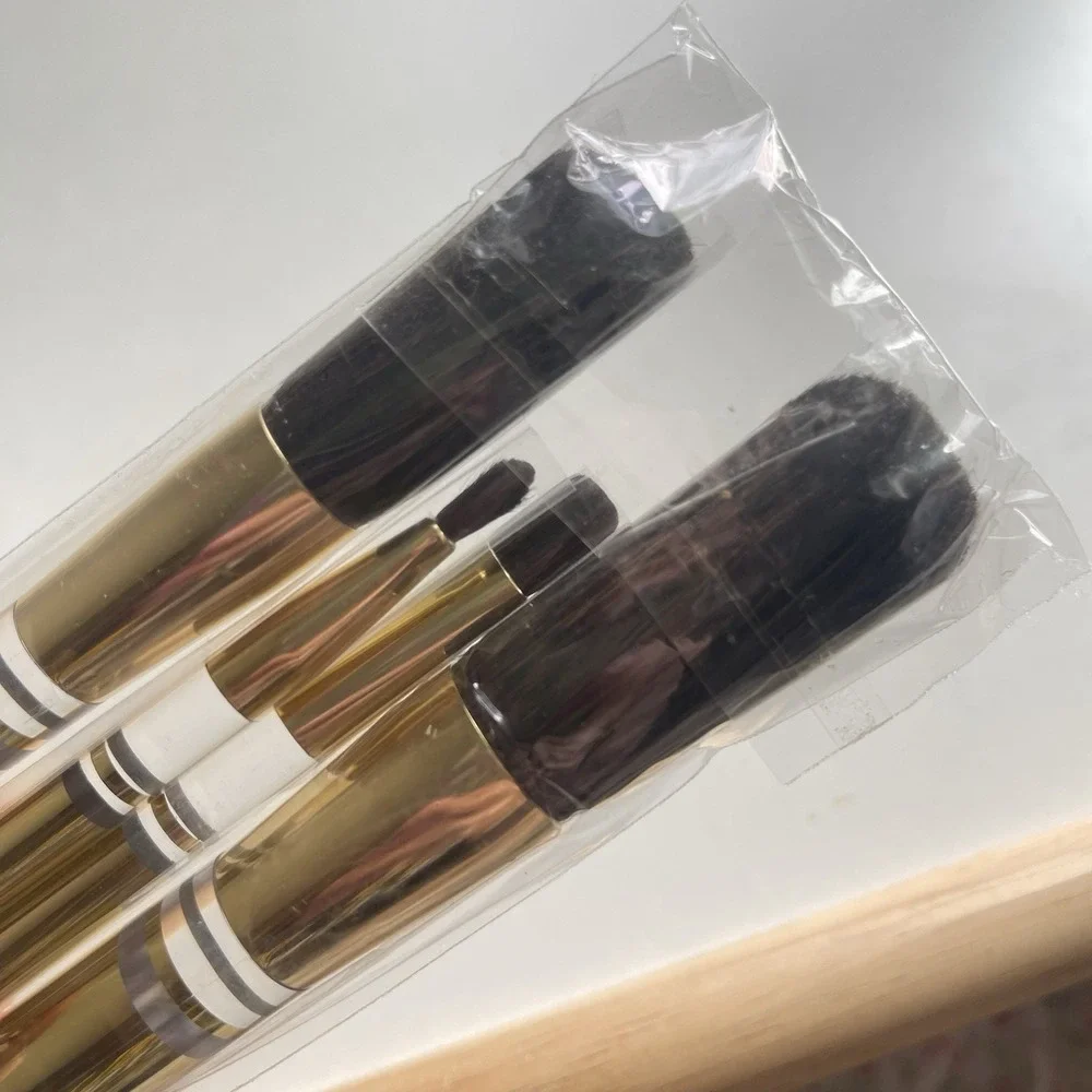 Vtg New Estee Lauder Makeup Brushes Set Of 4 Powder Blush‎ Face Eyes Gold Clear